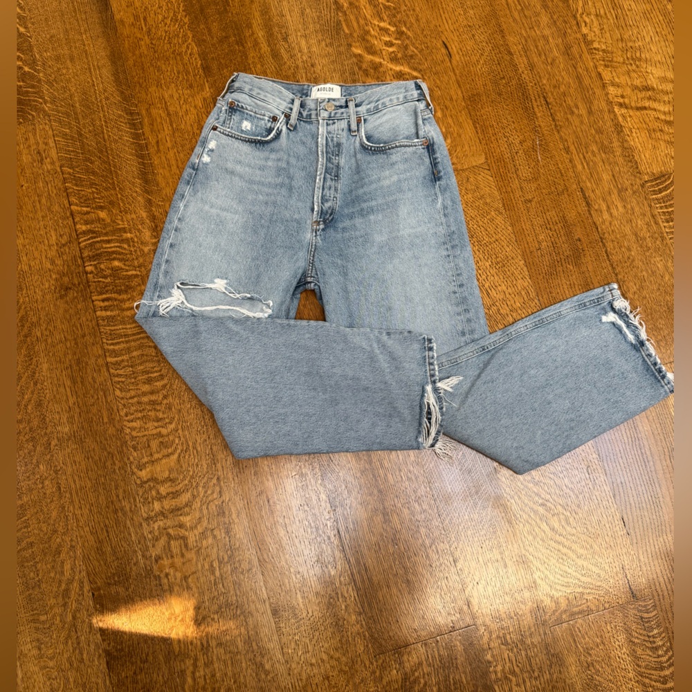 Agolde Vintage Wash Distressed 90’s Cropped Jeans - Picture 4 of 10